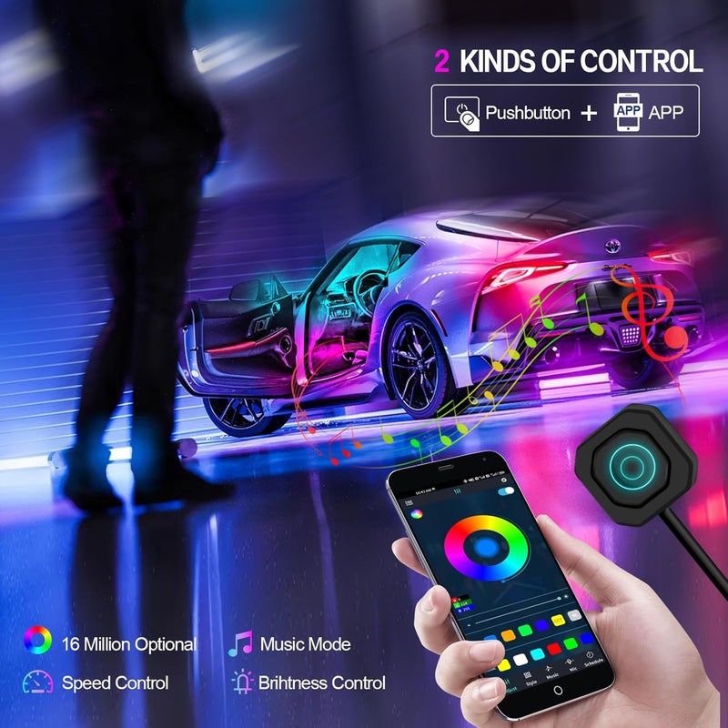 WEBUPAR Dreamcolor Acrylic Interior Car Light 10 in 1 Automotive Ambient Light Kits with APP Control 16 Million Color 175 inches Fiber Optic Car LED Strip Light, RGB Music Sync Sound Activated Neon Car Light - Image 3